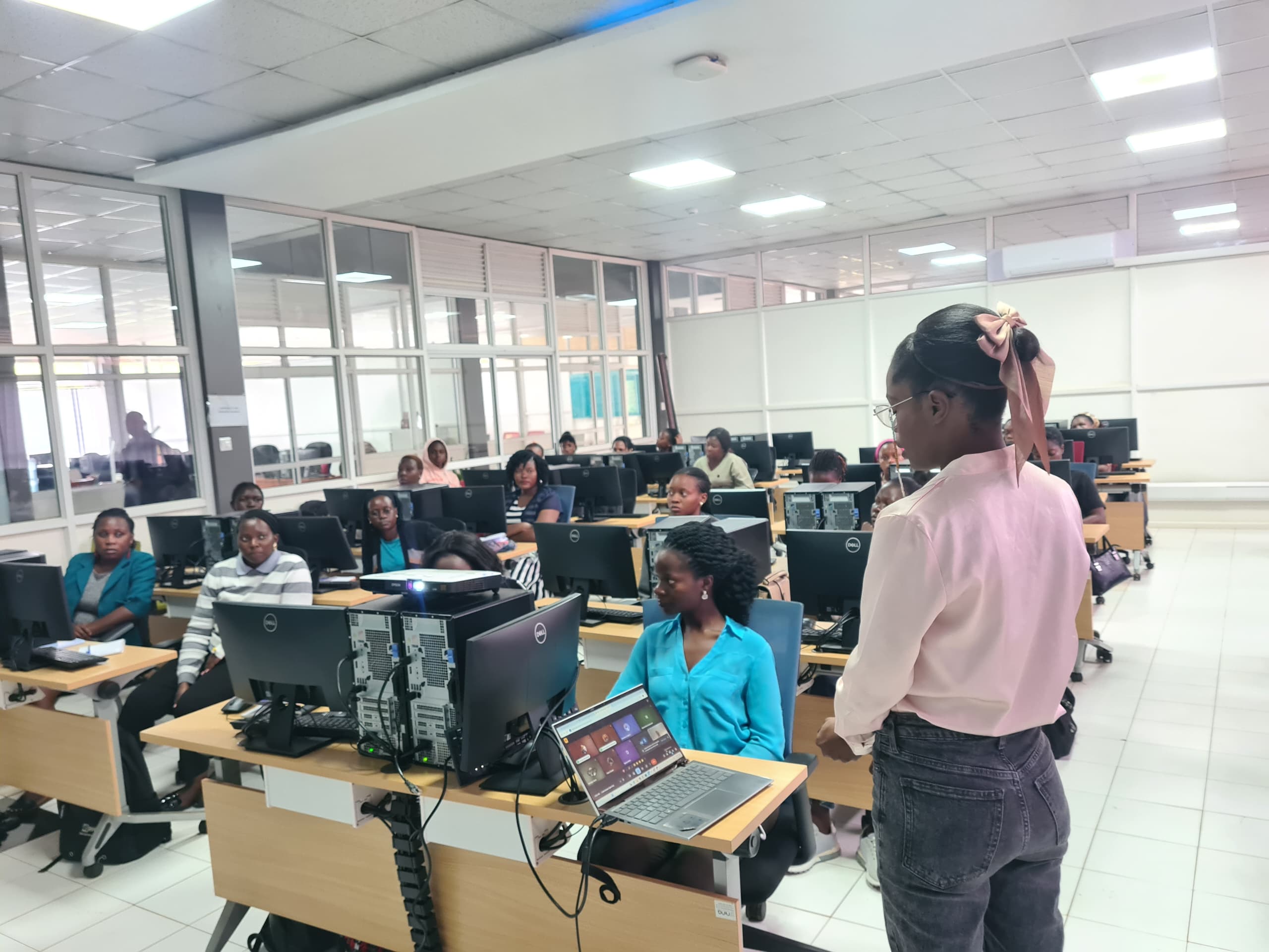 Students learning in modern computer laboratory